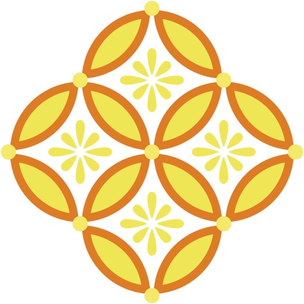 四つ繋ぎ七宝 素材 小花