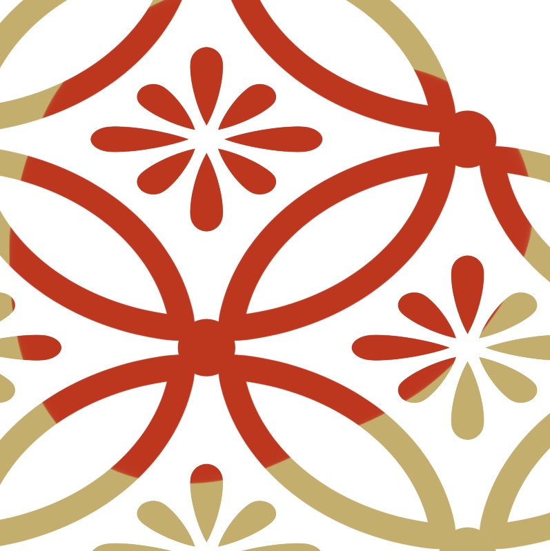 四つ繋ぎ七宝 素材 小花