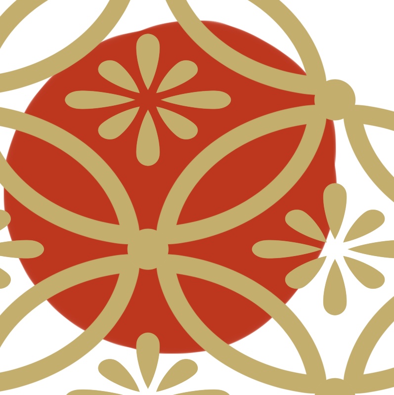 四つ繋ぎ七宝 素材 小花