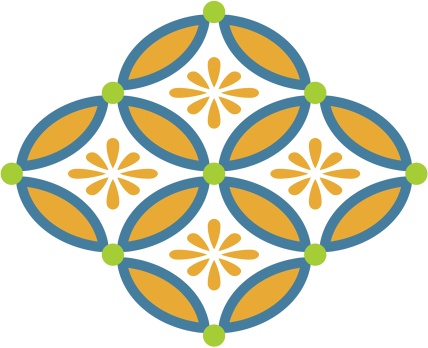 四つ繋ぎ七宝 素材 小花