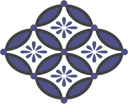 四つ繋ぎ七宝 素材 小花