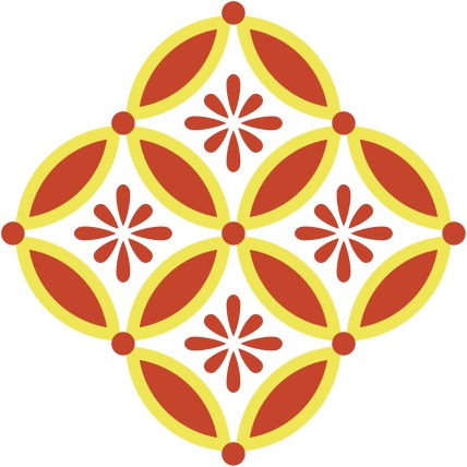 四つ繋ぎ七宝 素材 小花