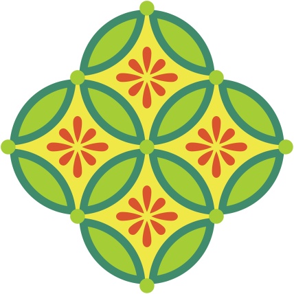 四つ繋ぎ七宝 素材 小花