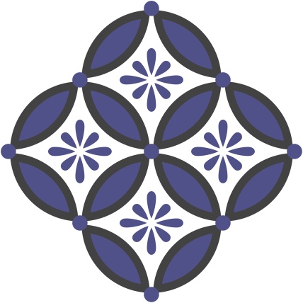 四つ繋ぎ七宝 素材 小花