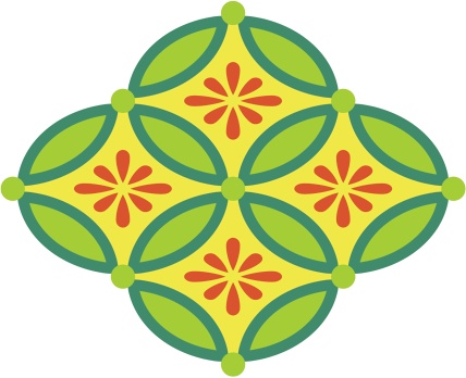 四つ繋ぎ七宝 素材 小花