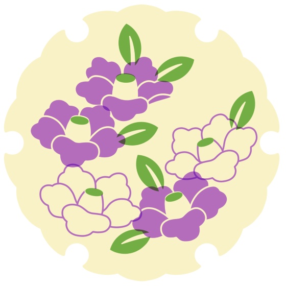 雪輪に椿イラスト素材