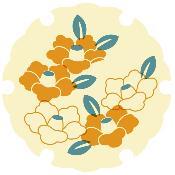 雪輪に椿イラスト素材