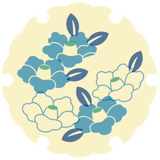 雪輪に椿イラスト素材
