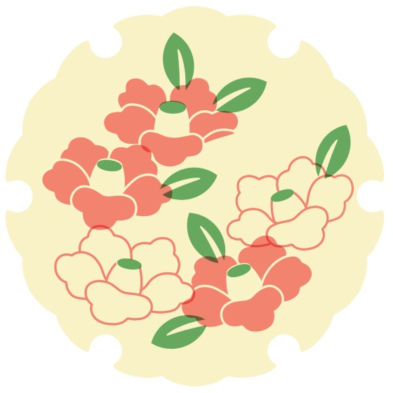 雪輪に椿イラスト素材