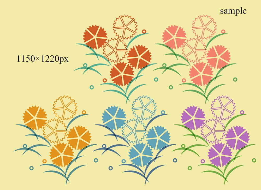 雪輪に撫子イラスト素材