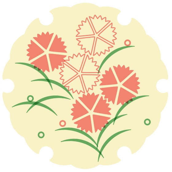 雪輪に撫子イラスト素材