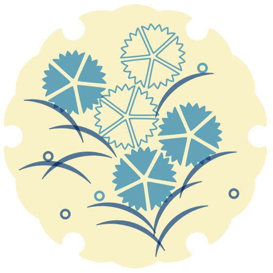 雪輪に撫子イラスト素材