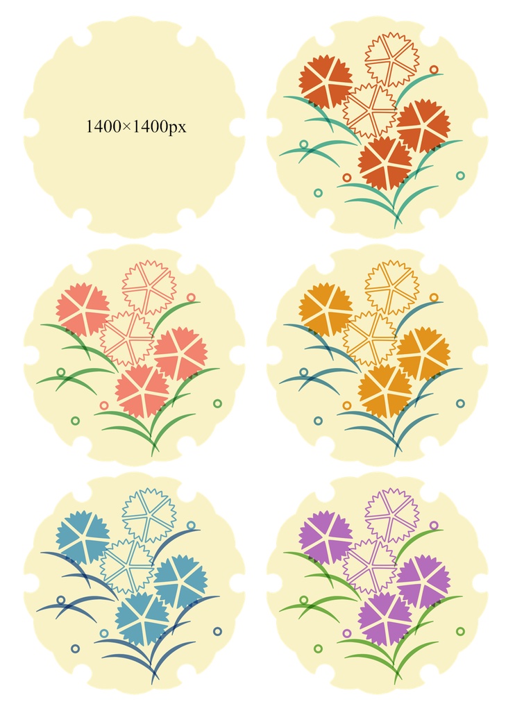 雪輪に撫子イラスト素材