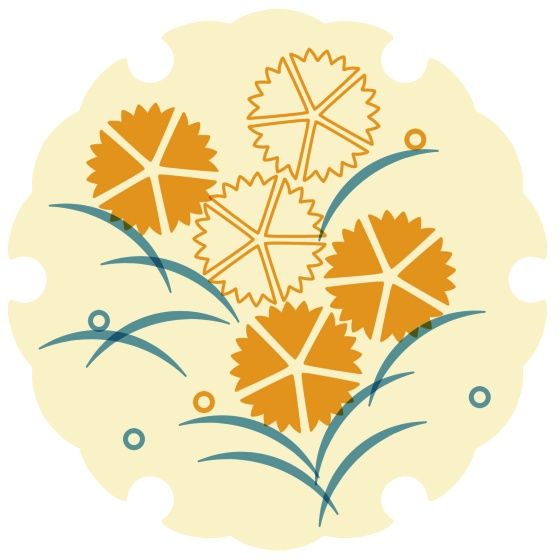 雪輪に撫子イラスト素材