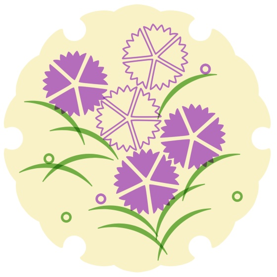 雪輪に撫子イラスト素材