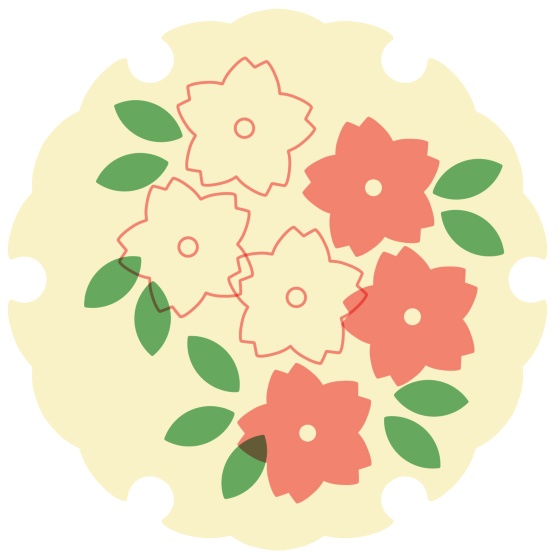 雪輪に桜イラスト素材