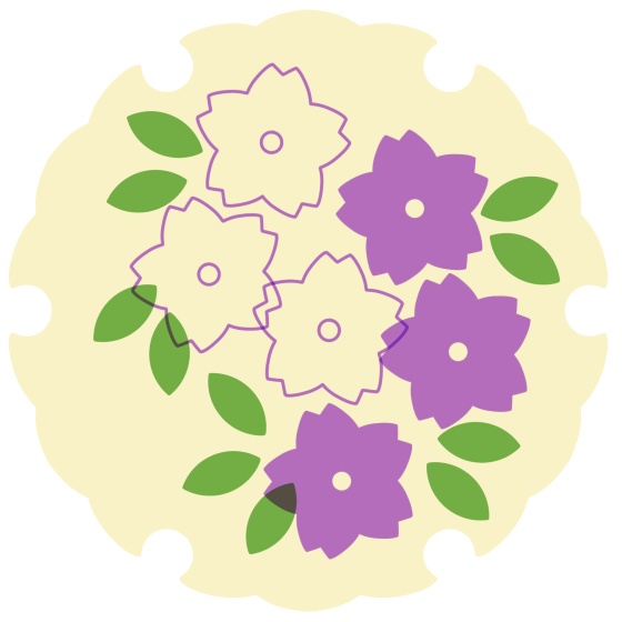 雪輪に桜イラスト素材