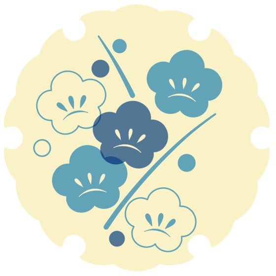 雪輪に梅イラスト素材
