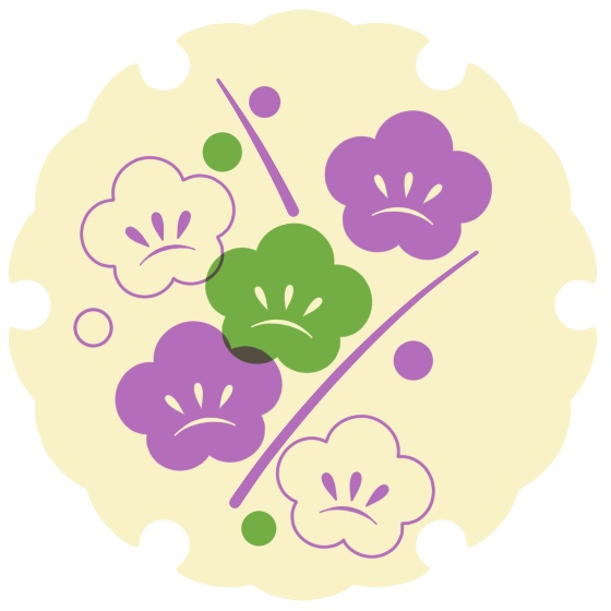 雪輪に梅イラスト素材