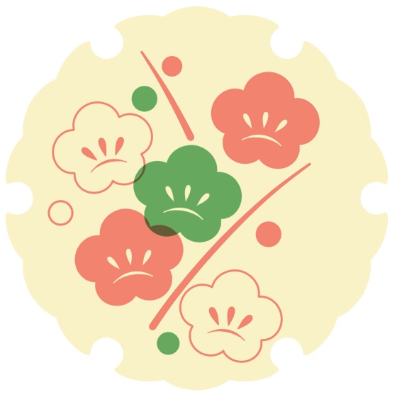 雪輪に梅イラスト素材