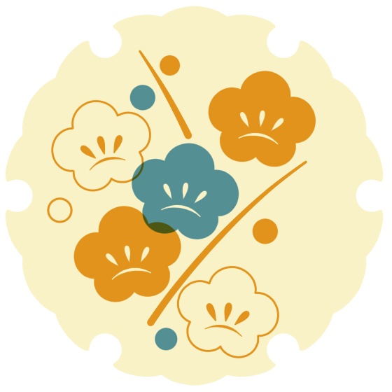 雪輪に梅イラスト素材