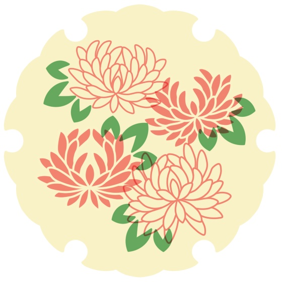 雪輪に菊イラスト素材