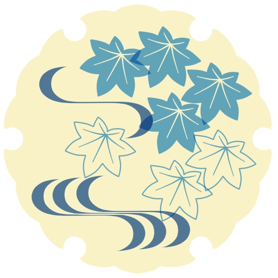 雪輪に紅葉イラスト素材