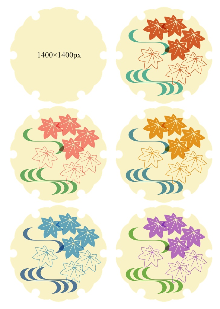 雪輪に紅葉イラスト素材