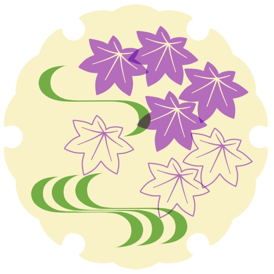 雪輪に紅葉イラスト素材