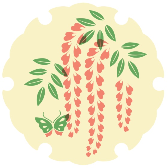 雪輪に藤イラスト素材