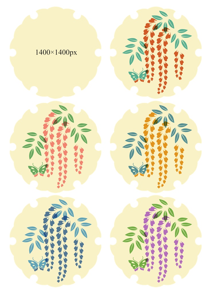 雪輪に藤イラスト素材