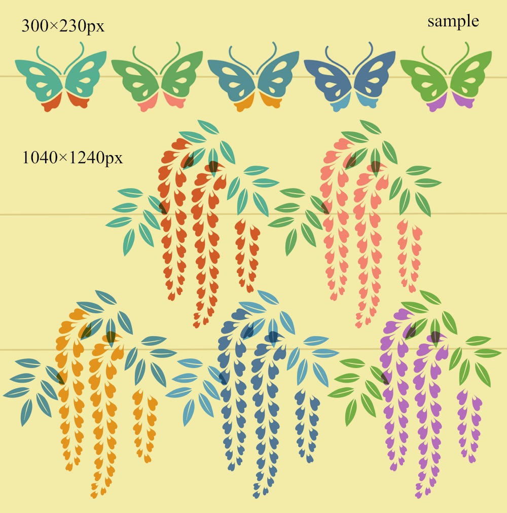 雪輪に藤イラスト素材