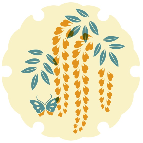 雪輪に藤イラスト素材