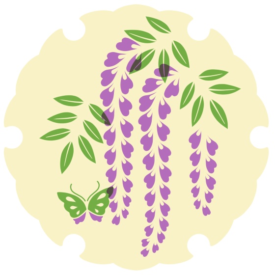 雪輪に藤イラスト素材