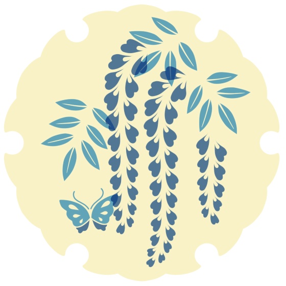 雪輪に藤イラスト素材