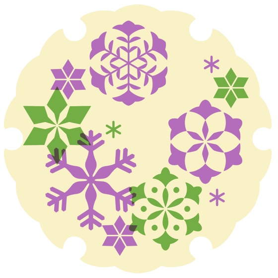雪輪に雪花イラスト素材