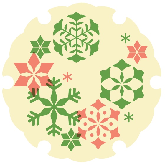 雪輪に雪花イラスト素材