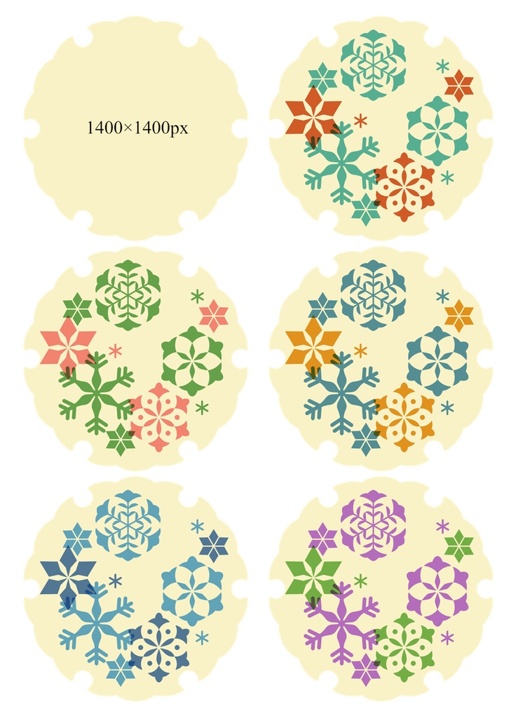 雪輪に雪花イラスト素材