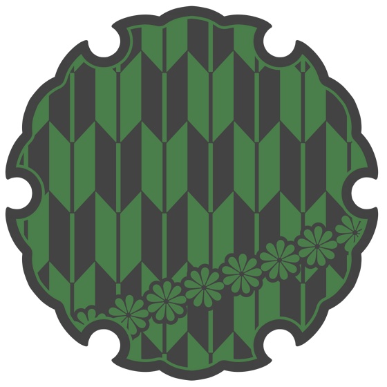 雪輪に矢羽と小花