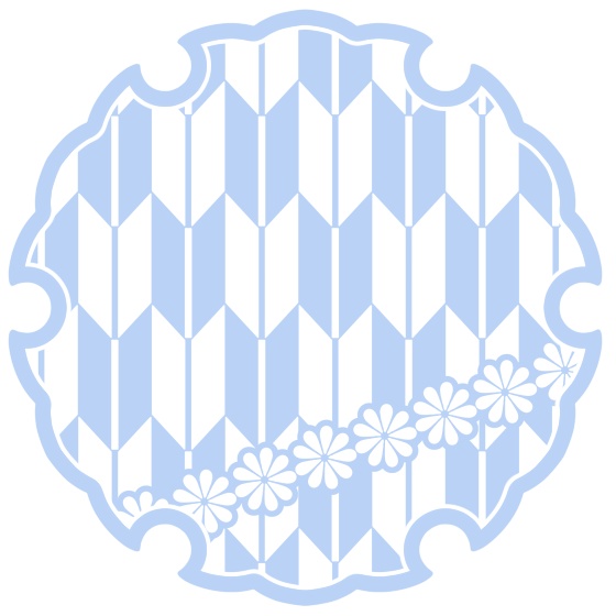 雪輪に矢羽と小花