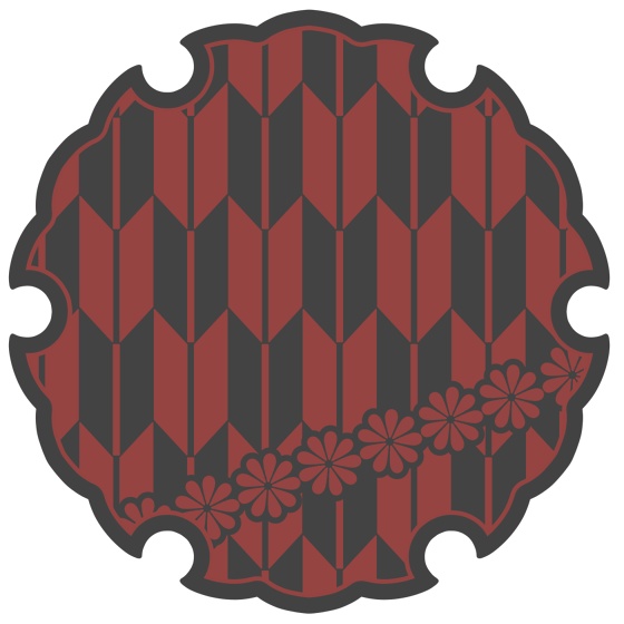 雪輪に矢羽と小花