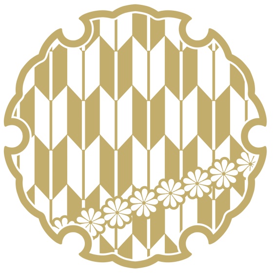 雪輪に矢羽と小花