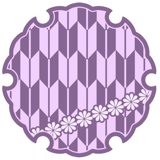 雪輪に矢羽と小花