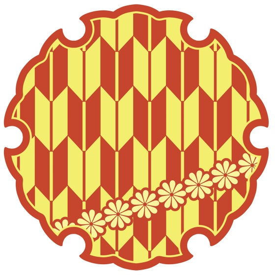 雪輪に矢羽と小花