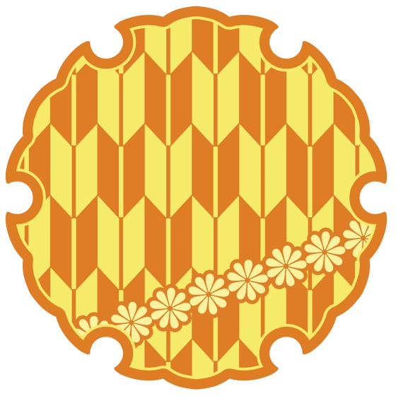 雪輪に矢羽と小花