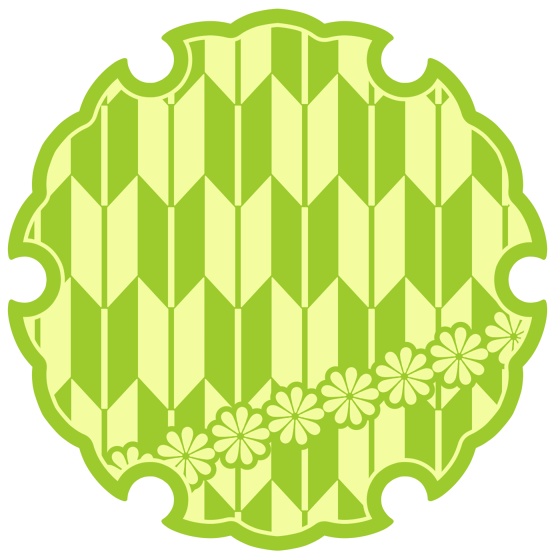 雪輪に矢羽と小花