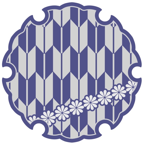 雪輪に矢羽と小花