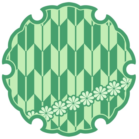 雪輪に矢羽と小花