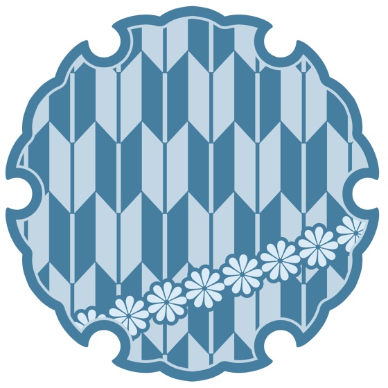 雪輪に矢羽と小花