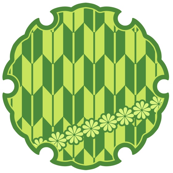 雪輪に矢羽と小花